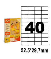 Etichete autoadezive A4, 100 foi, 40 buc, 52.5*29.7 mm